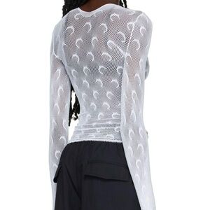 Marine serre see thru mesh white long sleeve medium very stretchy with bra
